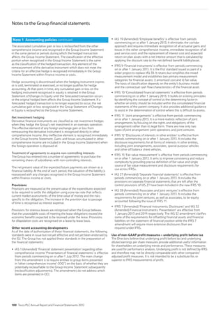 Notes to the Group financial statements
The associated cumulative gain or loss is reclassified from the other
comprehensive income and recognised in the Group Income Statement
in the same period or periods during which the hedged transaction
affects the Group Income Statement. The classification of the effective
portion when recognised in the Group Income Statement is the same
as the classification of the hedged transaction. Any element of the
remeasurement of the derivative instrument which does not meet the
criteria for an effective hedge is recognised immediately in the Group
Income Statement within finance income or costs.
Hedge accounting is discontinued when the hedging instrument expires
or is sold, terminated or exercised, or no longer qualifies for hedge
accounting. At that point in time, any cumulative gain or loss on the
hedging instrument recognised in equity is retained in the Group
Statement of Changes in Equity until the forecasted transaction occurs
or the original hedged item affects the Group Income Statement. If a
forecasted hedged transaction is no longer expected to occur, the net
cumulative gain or loss recognised in the Group Statement of Changes
in Equity is reclassified to the Group Income Statement.
Net investment hedging
Derivative financial instruments are classified as net investment hedges
when they hedge the Group’s net investment in an overseas operation.
The effective element of any foreign exchange gain or loss from
remeasuring the derivative instrument is recognised directly in other
comprehensive income. Any ineffective element is recognised immediately
in the Group Income Statement. Gains and losses accumulated in other
comprehensive income are included in the Group Income Statement when
the foreign operation is disposed of.
Treatment of agreements to acquire non-controlling interests
The Group has entered into a number of agreements to purchase the
remaining shares of subsidiaries with non-controlling interests.
The net present value of the expected future payments are shown as a
financial liability. At the end of each period, the valuation of the liability is
reassessed with any changes recognised in the Group Income Statement
within finance income or costs.
Provisions
Provisions are measured at the present value of the expenditures expected
to be required to settle the obligation using a pre-tax rate that reflects
current market assessments of the time value of money and the risks
specific to the obligation. The increase in the provision due to passage
of time is recognised as interest expense.
Provisions for onerous leases are recognised when the Group believes
that the unavoidable costs of meeting the lease obligations exceed the
economic benefits expected to be received under the lease. Provisions
for dilapidation costs are recognised on a lease by lease basis.
Other recent accounting developments
As of the date of authorisation of these financial statements, the following
standards were in issue but not yet effective and not yet been endorsed by
the EU. The Group has not applied these standards in the preparation of
the financial statements:
IAS 1 (Amended) ‘Financial statement presentation’ regarding other
comprehensive income ‘Presentation of financial statements’ is effective
from periods commencing on or after 1 July 2012. The main change
from this amendment is to require entities to group items presented
in ‘other comprehensive income’ (‘OCI’) on the basis of whether they are
potentially reclassifiable to the Group Income Statement subsequently
(reclassification adjustments). The amendments do not address which
items are presented in OCI.
IAS 19 (Amended) ‘Employee benefits’ is effective from periods
commencing on or after 1 January 2013. It eliminates the corridor
approach and requires immediate recognition of all actuarial gains and
losses in the other comprehensive income, immediate recognition of all
past service costs and the replacement of interest cost and expected
return on plan assets with a net interest amount that is calculated by
applying the discount rate to the net defined benefit liability/asset.
IFRS 9 ‘Financial instruments’ is effective from periods commencing
on or after 1 January 2015. It is the first standard issued as part of a
wider project to replace IAS 39. It retains but simplifies the mixed
measurement model and establishes two primary measurement
categories for financial assets: i) amortised cost and ii) fair value.
The basis of classification depends on the entity’s business model
and the contractual cash flow characteristics of the financial asset.
IFRS 10 ‘Consolidated financial statements’ is effective from periods
commencing on or after 1 January 2013. It builds on existing principles
by identifying the concept of control as the determining factor in
whether an entity should be included within the consolidated financial
statements of the parent company. It also provides additional guidance
to assist in the determination of control where this is difficult to assess.
IFRS 11 ‘Joint arrangements’ is effective from periods commencing
on or after 1 January 2013. It is a more realistic reflection of joint
arrangements by focusing on the rights and obligations of the
arrangement rather than its legal form. There are now only two
types of joint arrangement: joint operations and joint ventures.
IFRS 12 ‘Disclosures of interests in other entities’ is effective from
periods commencing on or after 1 January 2013. It includes the
disclosure requirements for all forms of interests in other entities,
including joint arrangements, associates, special purpose vehicles
and other off balance sheet vehicles.
IFRS 13 ‘Fair value measurement’ is effective from periods commencing
on or after 1 January 2013. It aims to improve consistency and reduce
complexity by providing precise definition of fair value and single
source of fair value measurement and disclosure requirements for
use across IFRSs.
IAS 27 (Amended) ‘Separate financial statements’ is effective from
periods commencing on or after 1 January 2013. It includes the
provisions on separate financial statements that are left after the
control provisions of IAS 27 have been included in the new IFRS 10.
IAS 28 (Amended) ‘Associates and joint ventures’ is effective from
periods commencing on or after 1 January 2013. It includes the
requirements for joint ventures, as well as associates, to be equity
accounted following the issue of IFRS 11.
IFRS 7 (Amended) ‘Financial instruments: Disclosures’ and IAS 32
(Amended) Financial instruments: Presentation’ are effective from
1 January 2013 and 2014 respectively. The IAS 32 amendment clarifies
some of the requirements for offsetting financial assets and financial
liabilities on the statement of financial position while the IFRS 7
amendment will require more extensive disclosures than are
required under IFRS.
Use of non-GAAP profit measures – underlying profit before tax
The Directors believe that underlying profit before tax and underlying
diluted earnings per share measures provide additional useful information
for shareholders on underlying trends and performance. These measures
are used for performance analysis. Underlying profit is not defined by IFRS
and therefore may not be directly comparable with other companies’
adjusted profit measures. It is not intended to be a substitute for, or
superior to IFRS measurements of profit.
Note 1 Accounting policies continued
100 Tesco PLC Annual Report and Financial Statements 2012
 