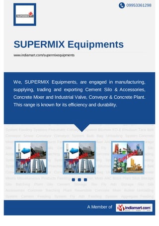 SUPERMIX Equipments, Ahmedabad, Construction Machinery & Plants | PDF