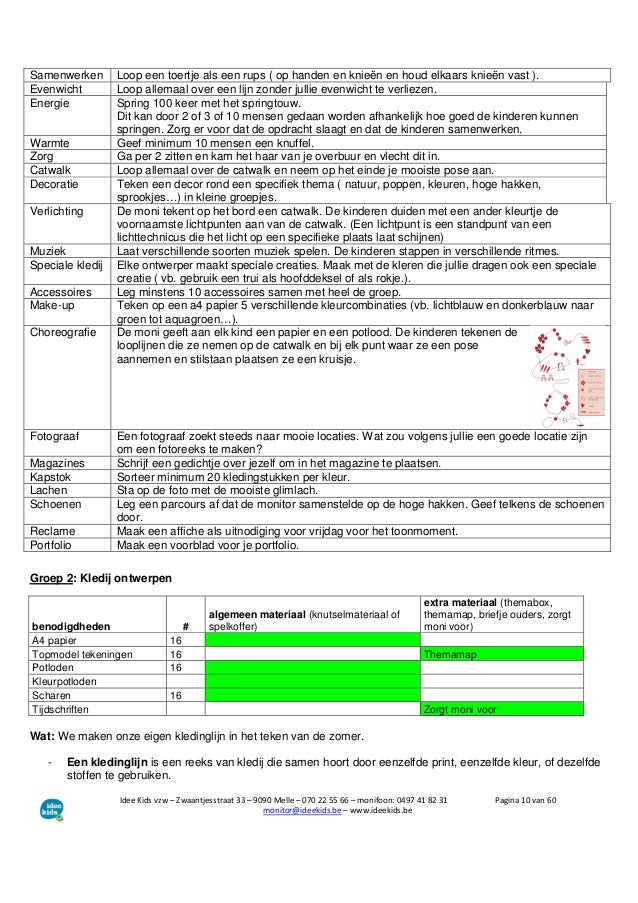 draaiboek Supermodel projectkamp 2014