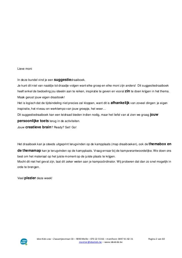 draaiboek Supermodel projectkamp 2014