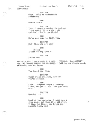 Supernatural 5.22 Swan Song Script Blue revisions | PDF