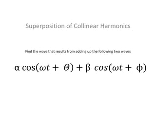 Superposition of Collinear Harmonics


Find the wave that results from adding up the following two waves
 