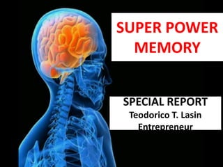 SUPER POWER
  MEMORY


SPECIAL REPORT
 Teodorico T. Lasin
   Entrepreneur
 