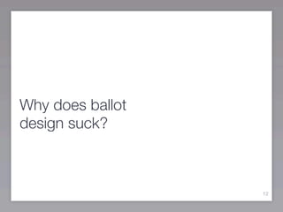 Why does ballot
design suck?



                  12
 