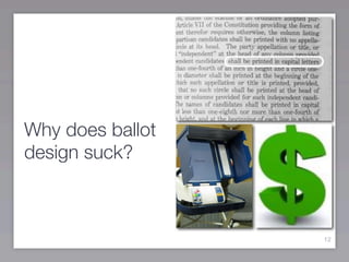 Why does ballot
design suck?



                  12
 