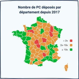 Nombre de PC déposés par
département depuis 2017
 