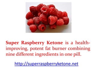 Super Raspberry Ketone is a health-
improving, potent fat burner combining
nine different ingredients in one pill.
    http://superraspberryketone.net
 