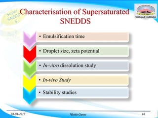 Supersaturated drug delivery system: Super SNEDDS | PPTX