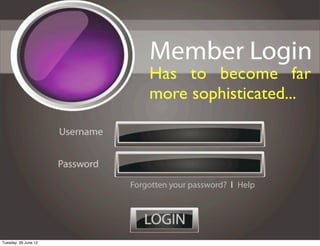 Has to become far
                      more sophisticated...




Tuesday, 26 June 12
 