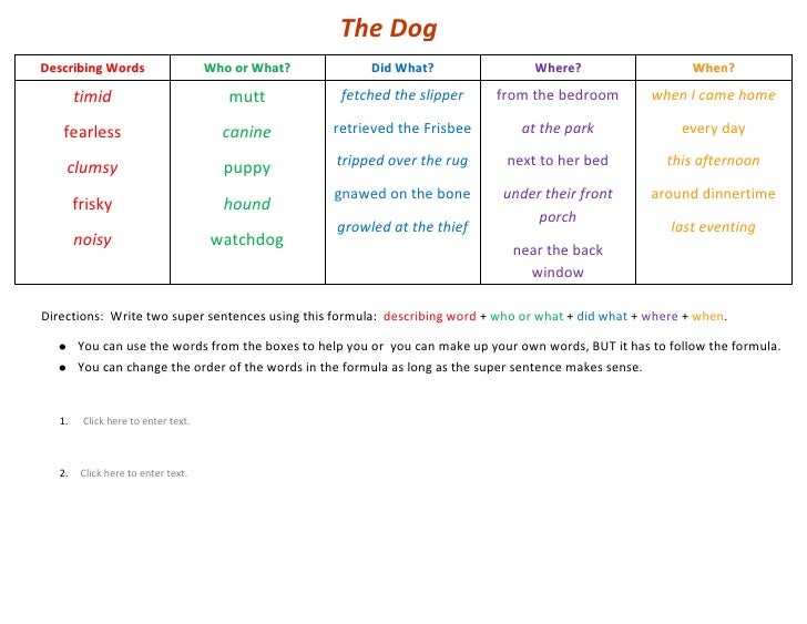 Super sentences dog