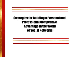 Strategies for Building a Personal and  Professional Competitive  Advantage in the World of Social Networks 