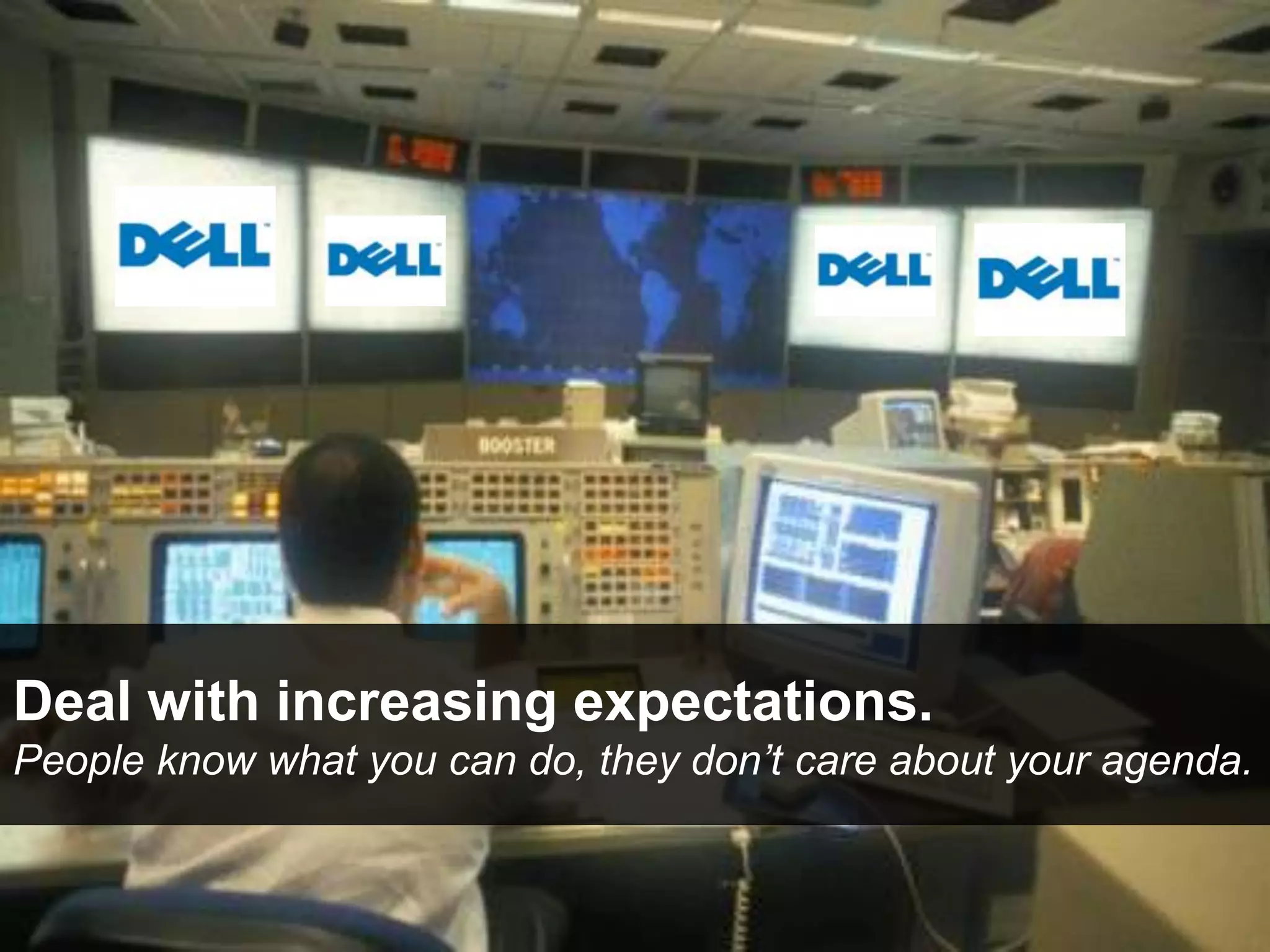 Deal with increasing expectations.
People know what you can do, they don’t care about your agenda.
 