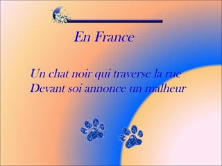 En France
Un chat noir qui traverse la rue
Devant soi annonce un malheur
 