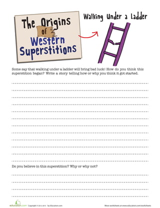 Superstitions ideas-writing-workbook