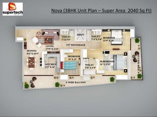 Nova (3BHK Unit Plan – Super Area 2040 Sq Ft)
 