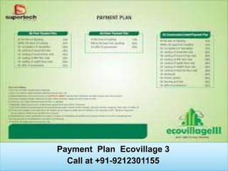 Payment Plan Ecovillage 3
Call at +91-9212301155
 