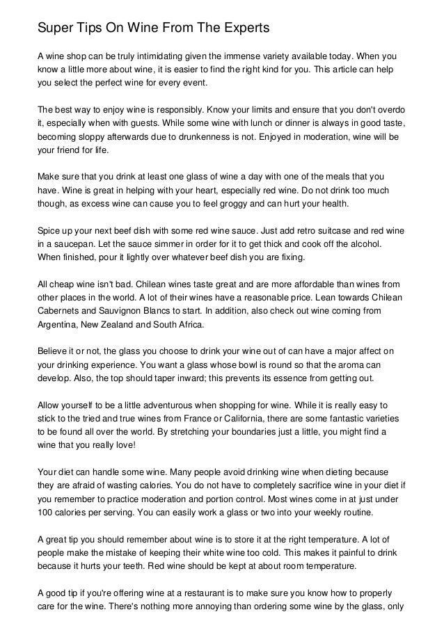 Super Tips On Wine From The Experts