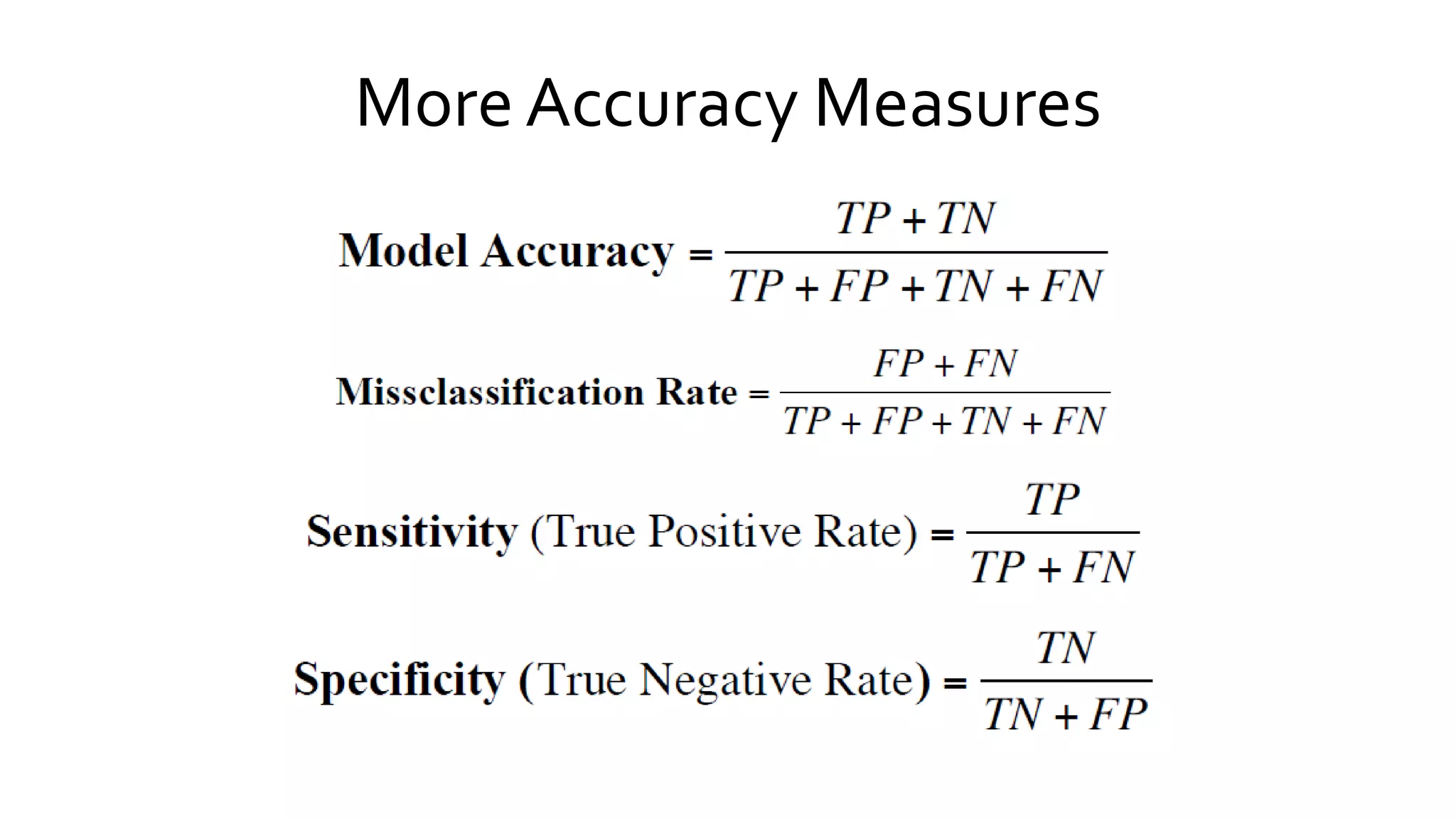More Accuracy Measures
 