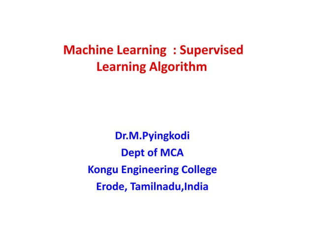 Supervised Machine Learning Algorithm | PDF