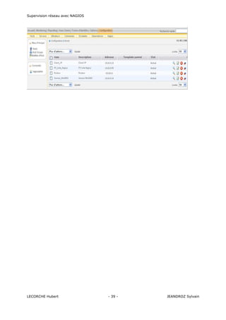 Supervision réseau avec NAGIOS

LECORCHE Hubert

- 39 -

JEANDROZ Sylvain

 