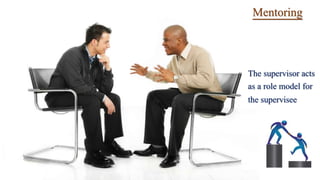 Mentoring
The supervisor acts
as a role model for
the supervisee
 