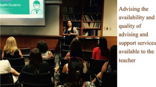 Advising the
availability and
quality of
advising and
support services
available to the
teacher
 