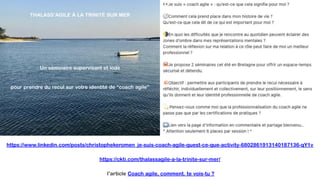 CKTI
https://www.linkedin.com/posts/christophekeromen_je-suis-coach-agile-quest-ce-que-activity-6802861913140187136-qY1v
Un séminaire supervisant et iodé
pour prendre du recul sur votre identité de “coach agile”
THALASS’AGILE À LA TRINITÉ SUR MER
https://ckti.com/thalassagile-a-la-trinite-sur-mer/
l’article Coach agile, comment. te vois-tu ?
 