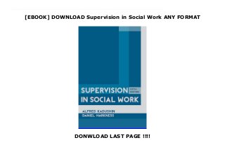 [EBOOK] DOWNLOAD Supervision in Social Work ANY FORMAT
DONWLOAD LAST PAGE !!!!
PDF_Supervision in Social Work_read_Online First published in 1976, Supervision in Social Work has become an essential text for social work educators and students, detailing the state of the field and the place, function, and challenges of supervision in social work practice. This fifth edition takes into account the sizable number of articles and books published on supervision since 2002. Changes in public health and social welfare policy have intensified concern about the social work supervision of licensed practitioners. Tax and spending limitations at all levels of government, combined with the unfolding effects of welfare reform and managed health care, have increasingly emphasized the need for efficient and accountable administration of health and social services in the private and public sectors. This fifth edition confronts issues raised by these developments, including budgetary allocation and staff management, the problems of worker burnout and safety, the changing demographics and growing diversity of the supervising workforce, evidence-based and licensure supervision, and performance appraisal.Praise for previous editions:The continuation of a classic! As always, this book is a joy to read, replete with numerous case examples to illustrate the major principles. -- Cynthia D. Bisman, Bryn Mawr CollegeExcellent. -- Social WorkA thought-provoking and comprehensive resource for students, faculty, and human services staff. -- Peter J. Pecora, senior director, research services, Casey Family Programs
 