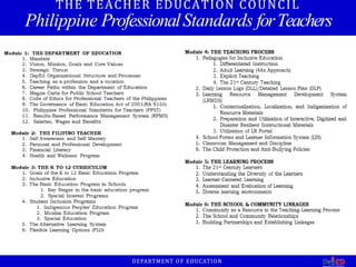 THE TEACHER EDUCATION COUNCIL
Philippine ProfessionalStandards forTeachers
DEPARTMENT OF EDUCATION
 