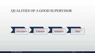 QUALITIES OF A GOOD SUPERVISOR
Thoroughness Fairness Initiative Tact
6/9/2020NIDHI TRIPATHI KGMU 34
 