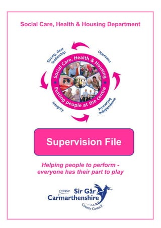 Corporate Welcome
Social Care, Health & Housing Department
Helping people to perform -
everyone has their part to play
Supervision File
 