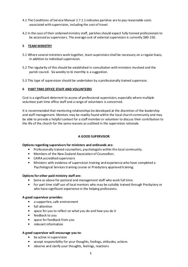 Ministerial Supervision Guidelines PCANZ 2011