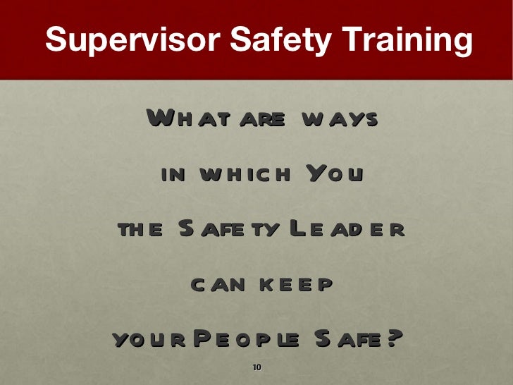 Supervisor Safety Training