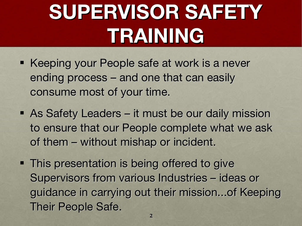Supervisor Safety Training