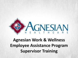 Agnesian Work & Wellness
Employee Assistance Program
    Supervisor Training
 