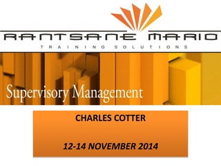 CHARLES COTTER
12-14 NOVEMBER 2014
 
