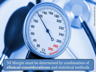MJA 2009;190(6):326-330.
NI Margin must be determined by combination of
clinical considerations and statistical methods
 