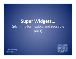 Super	
  Widgets…	
  
         (planning	
  for	
  ﬂexible	
  and	
  reusable	
  
                              pulls)	
  



Arnaud	
  Romary	
  
Maria	
  Bouza	
  
 