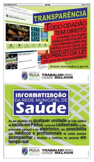 03 DE ABRIL DE 2019 Edição: 322 6
 