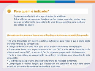 Como o próprio nome indica, os suplementos alimentares são preparações
destinadas a complementar a dieta e fornecer nutrientes,
como vitaminas, minerais,fibras, ácidos graxos ou aminoácidos, que podem
estar faltando em nosso organismo ou não podem ser consumida em
quantidade suficiente na dieta de uma pessoa.
Mas, afinal, o que são suplementos alimentares?
 
