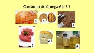 Consumo de ômega 6 e 3 ?
6
6
6
3 3
3
 