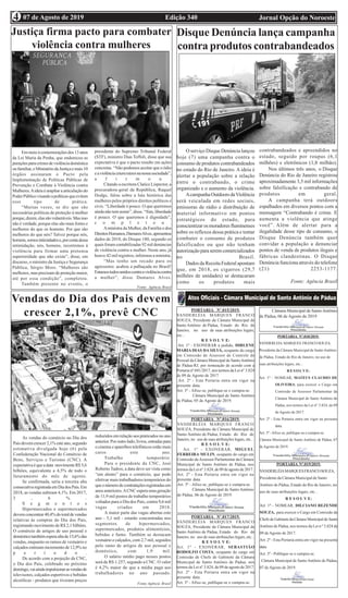 Edição 340 Jornal Opção do Noroeste07 de Agosto de 20194
Justiça firma pacto para combater
violência contra mulheres
Emmei...