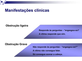 2.5 – ACTUAÇÃO NO CASO DE PRESENÇA DE 				CORPOS ESTRANHOSOLHOLavar as mãos, com água e sabão.Abrir a pálpebra do olho. Apertar a ampola de soro fisiológico sobre o olho(dentro para fora). Repetir duas ou três vezes, até a ampola acabar.