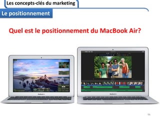 Les concepts-clés du marketing
96
Le positionnement
Quel est le positionnement du MacBook Air?
 