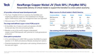 Global Metals and Mining Conference
Contained Metal Copper Nickel Cobalt Palladium
M&I Resource (Mt) (Mt) (kt) (Moz)
North...