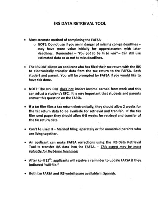 Supplemental Materials from Senior Financial Aid Night 2013