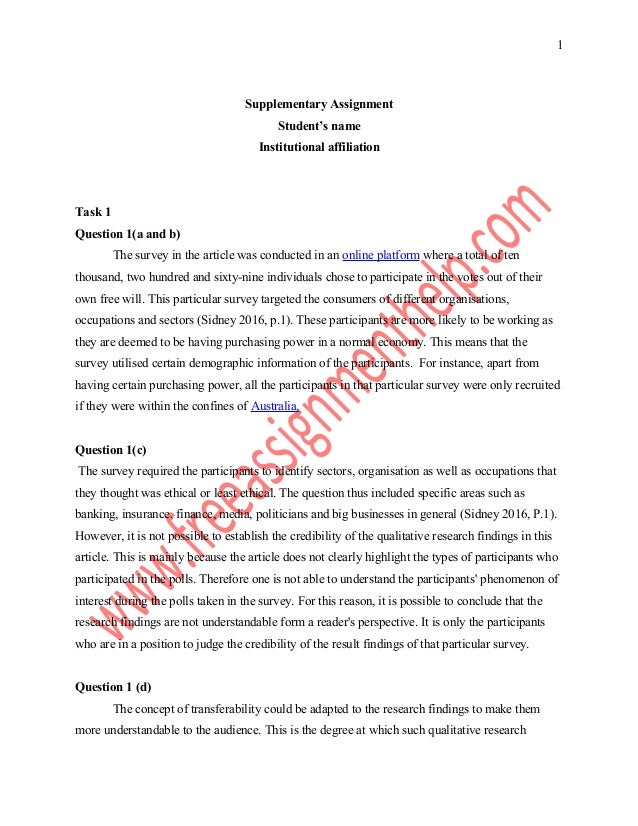 A supplementary assignment is one that is picture