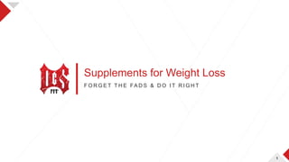 1
Supplements for Weight Loss
F O R G E T T H E FA D S & D O I T R I G H T
 