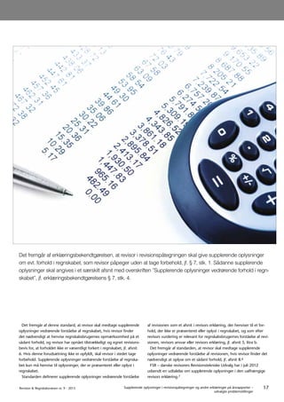 17Revision & Regnskabsvæsen nr. 9 · 2015 Supplerende oplysninger i revisionspåtegninger og andre erklæringer på årsrapport...