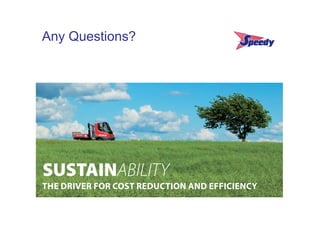 Any Questions?




SUSTAINABILITY
THE DRIVER FOR COST REDUCTION AND EFFICIENCY


Corporate Responsibility Report 2009
 